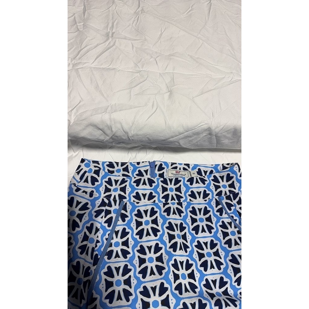 Vineyard Vines Performance Skirt Blue Geometric Pattern Size 00